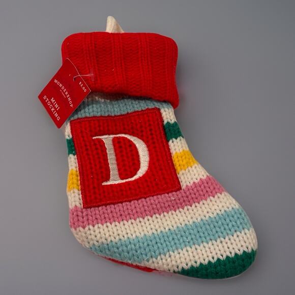 Wondershop Monogram Mini Letter D Rainbow Christmas Stocking Initial Target Knit - Picture 1 of 1
